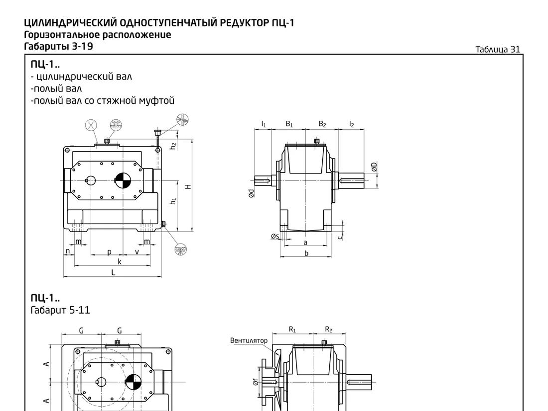 Цилиндрические одноступенчатые редукторы ПЦ-1